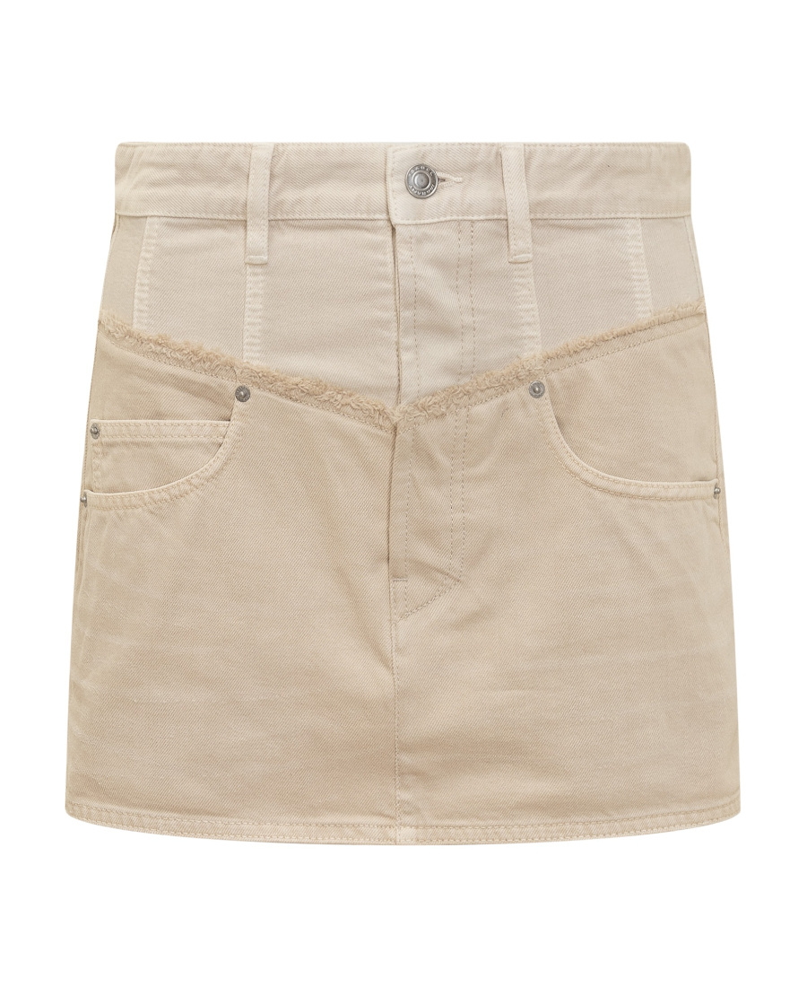 Isabel Marant Spliced Denim Skirt In Nude