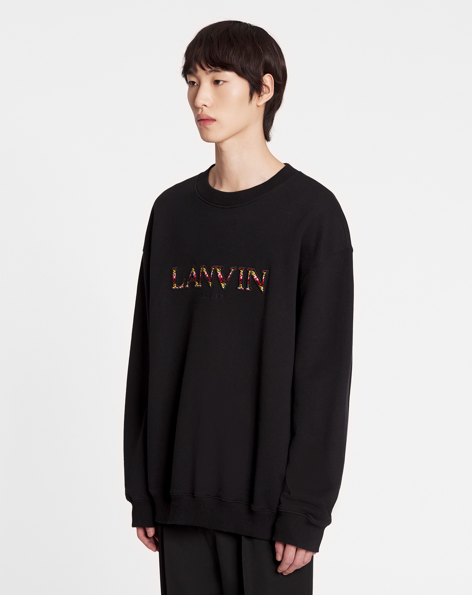 LANVIN EMBROIDERED LOGO CREW NECK SWEATSHIRT 