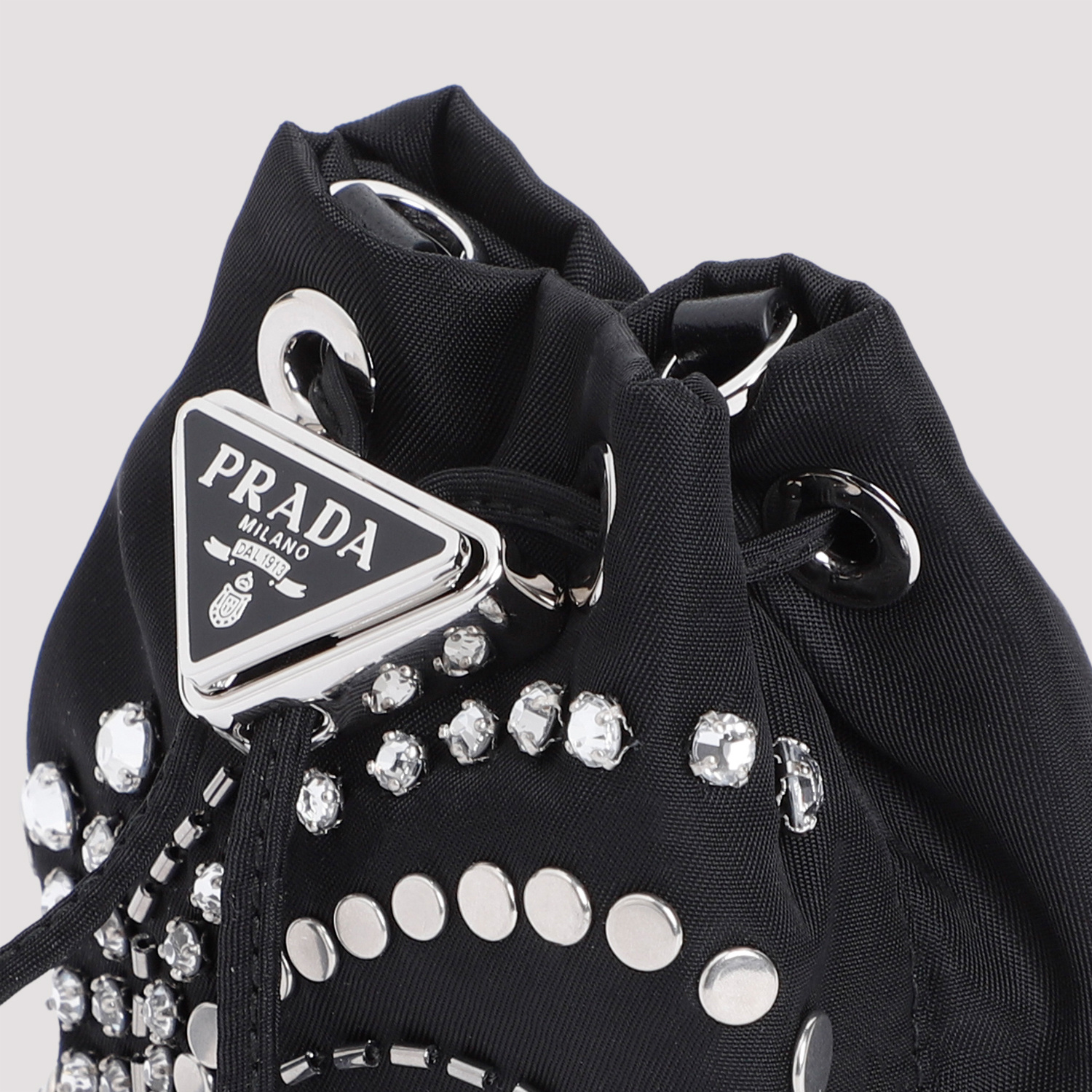 Prada Mini Drawstring Shoulder Bag In Black