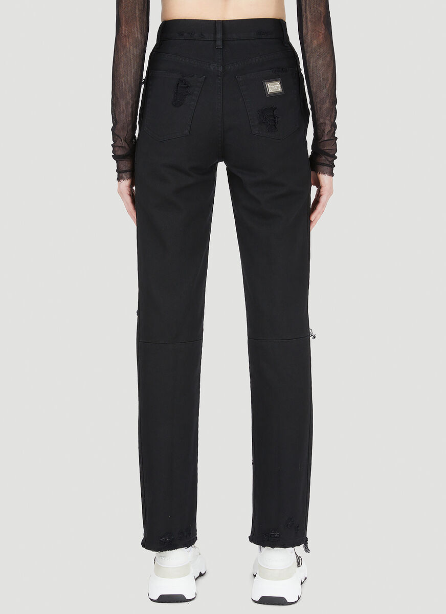 Dolce & Gabbana Brown Boyfriend Mid Waist Cotton Denim Jeans In Black