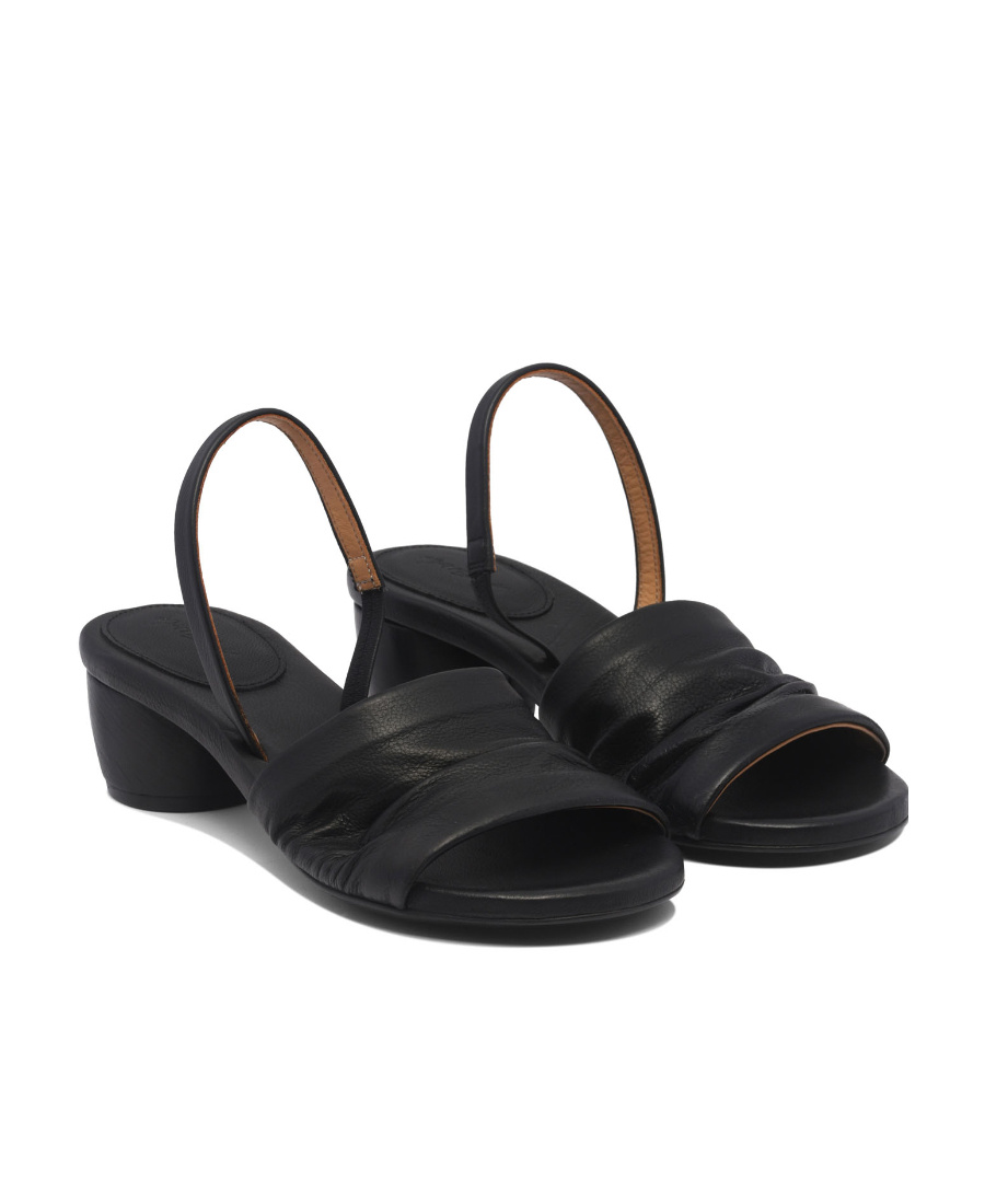 Shop Marsèll Round-toe Leather Slingback Sandals In Black