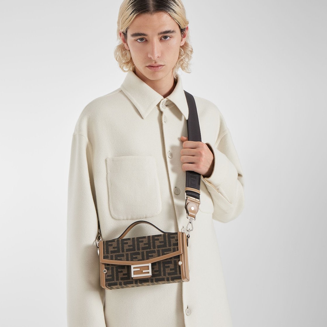 Fendi Monogram-pattern Shoulder Bag In Brown