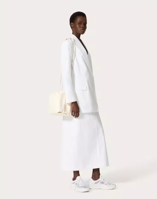 Shop Valentino Cotton Midi Skirt In White