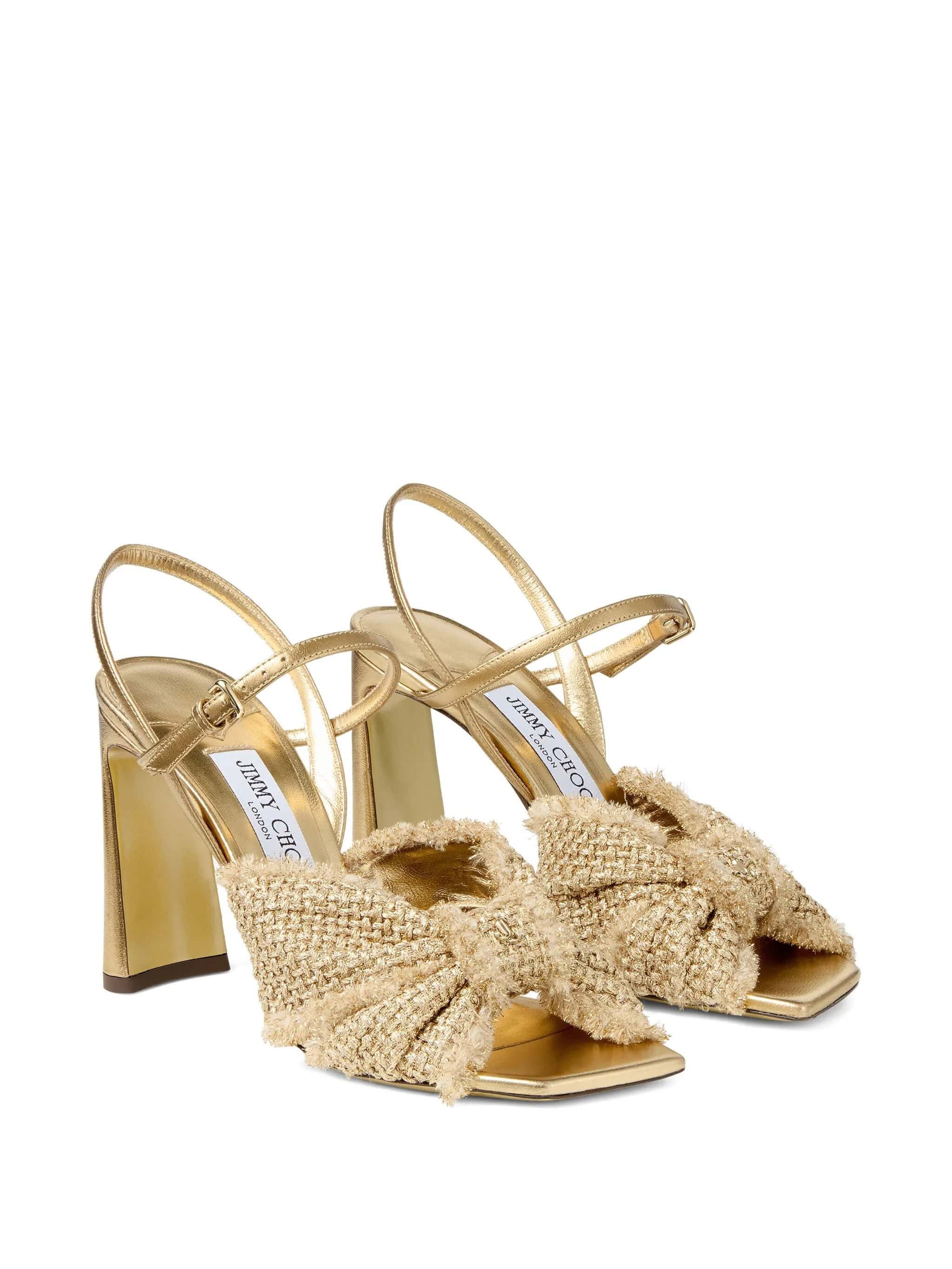 Jimmy Choo Women Annika Leather And Rafia Sandals In Brown