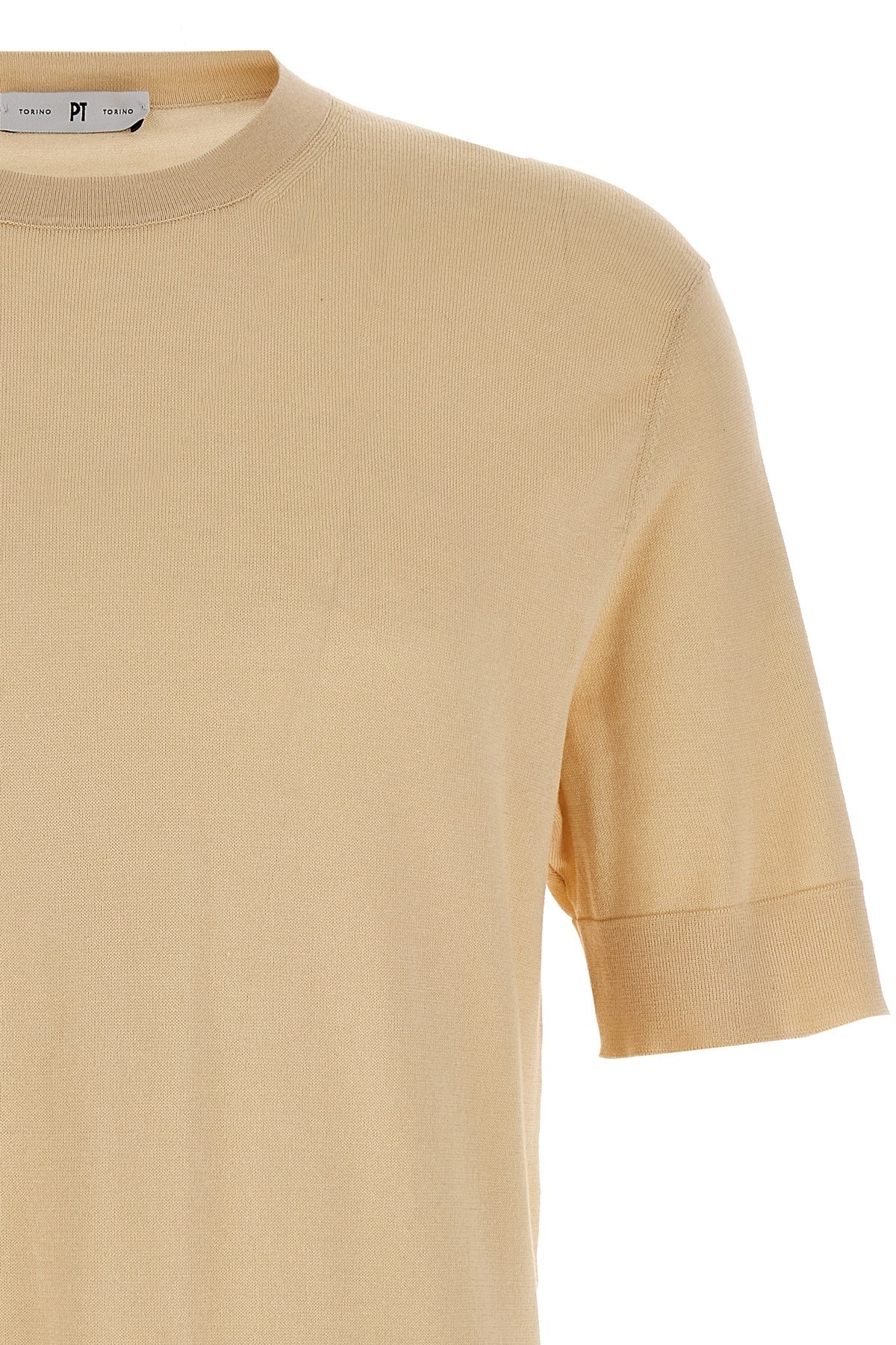 Pt Torino Cotton-silk Short-sleeved Sweater In Nude