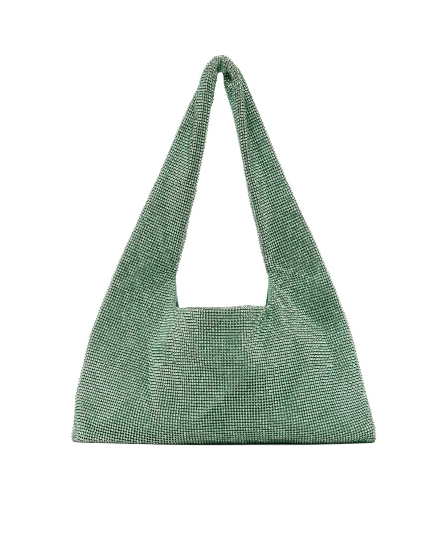 Kara Crystal-embellished Shoulder Bag In Green