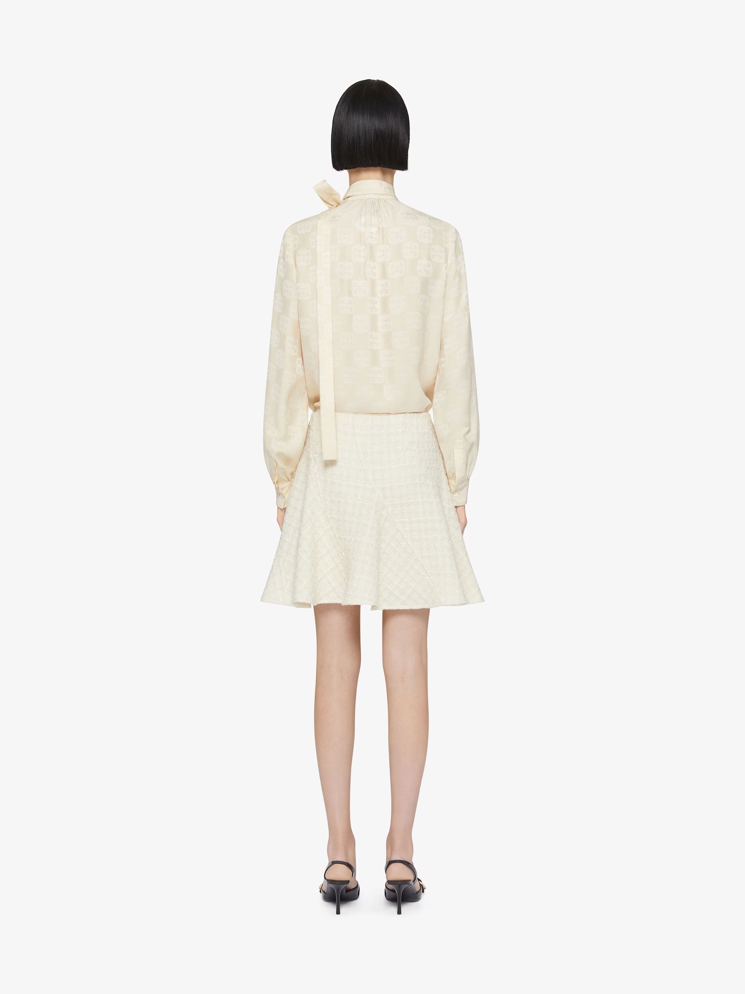 Givenchy Blouse In 4g Liquid Jacquard With Lavallière In White