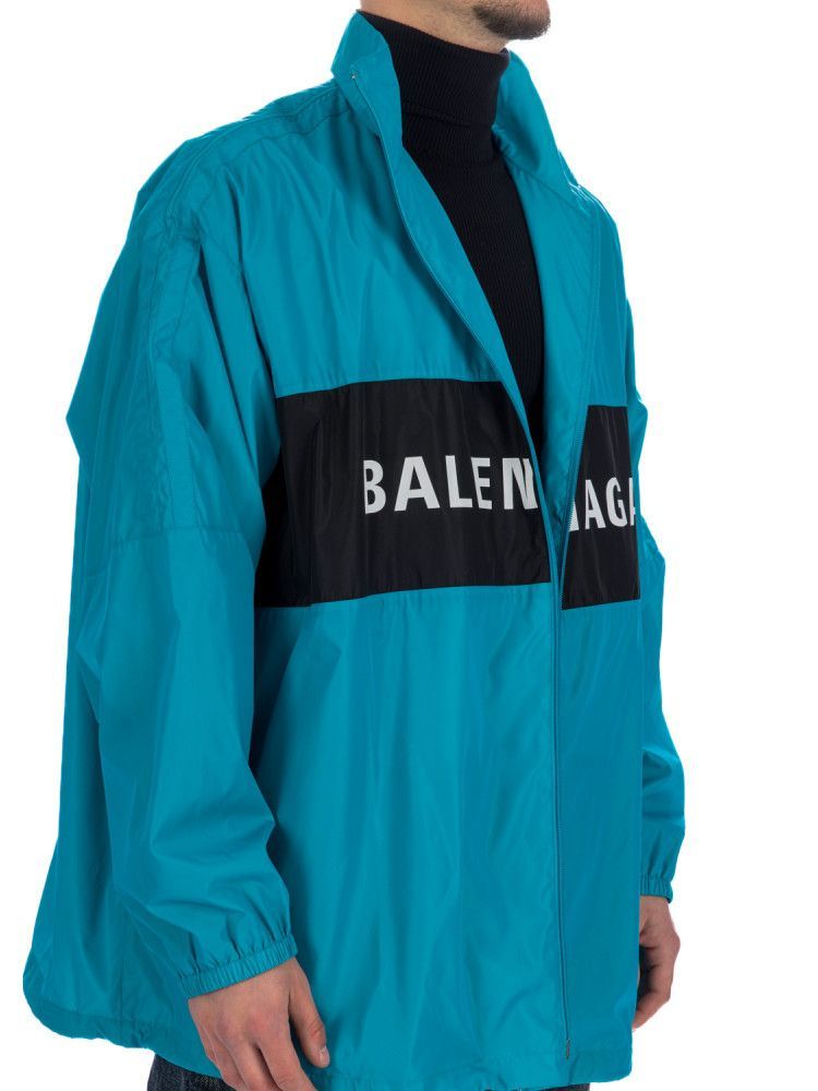 Balenciaga Windbreaker Logo Jacket In Blue