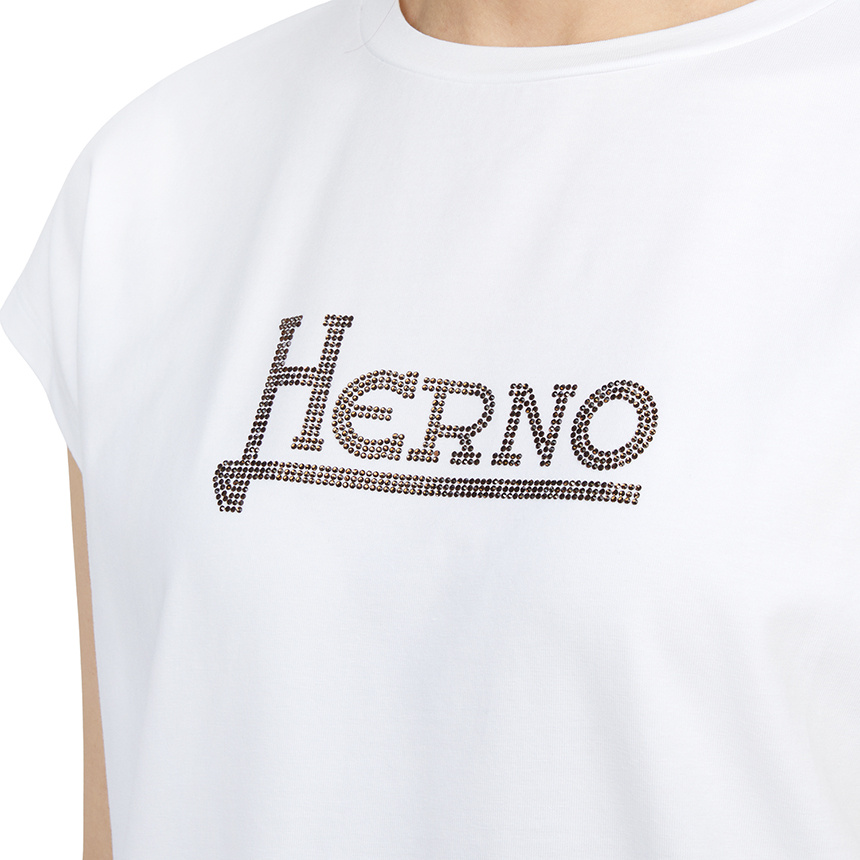 Herno White Interlock Jersey Logo T-shirt In White