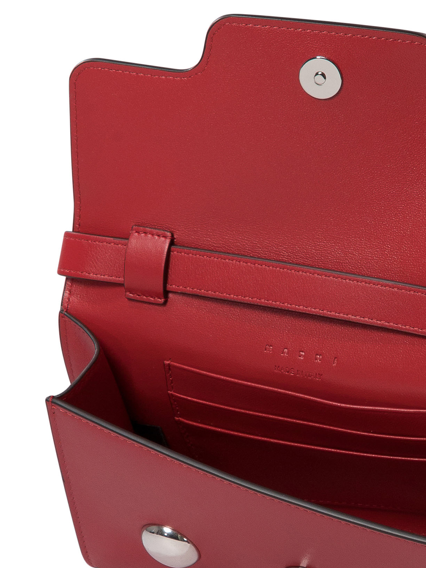 Marni Trunkaroo Calf Leather Clutch In Red