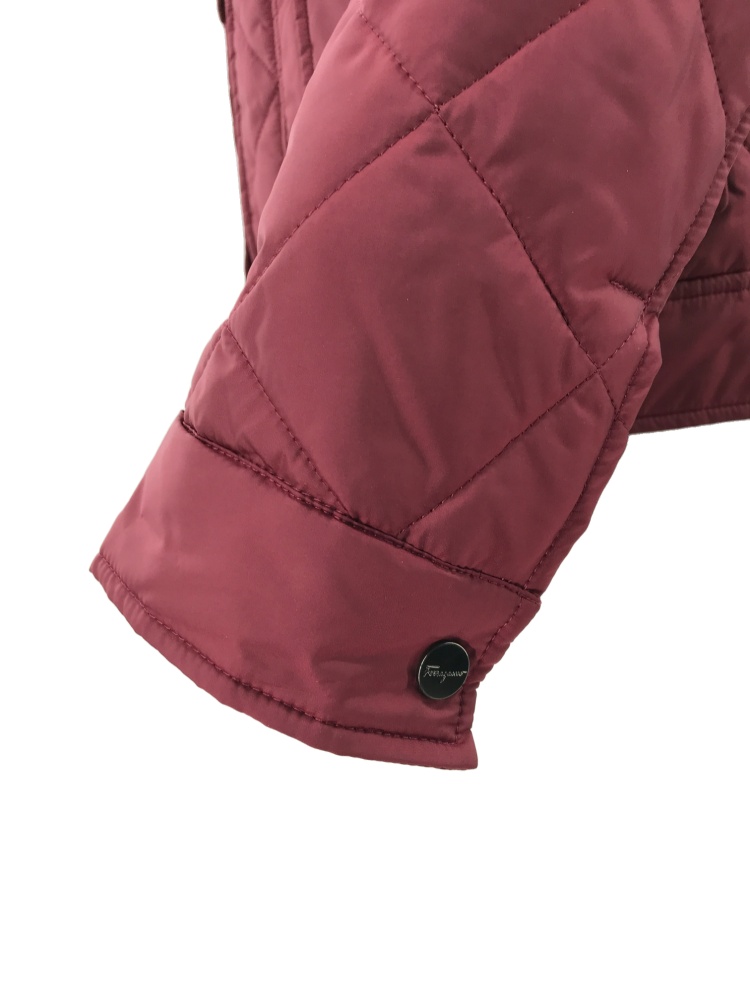 Ferragamo Quilted Cotton Suit With Standing Collar In Red