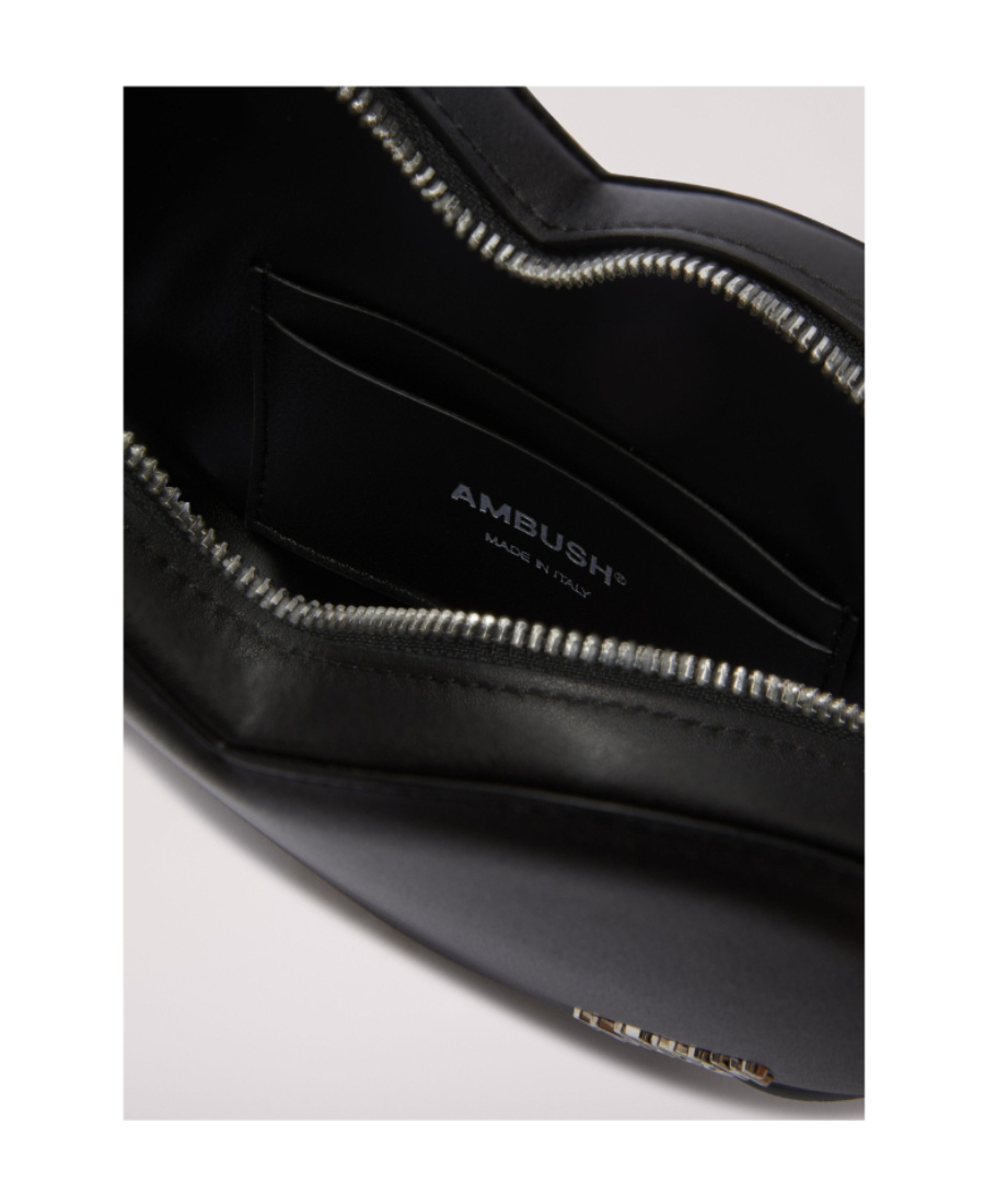 Ambush Heart Leather Crossbody Bag In Black