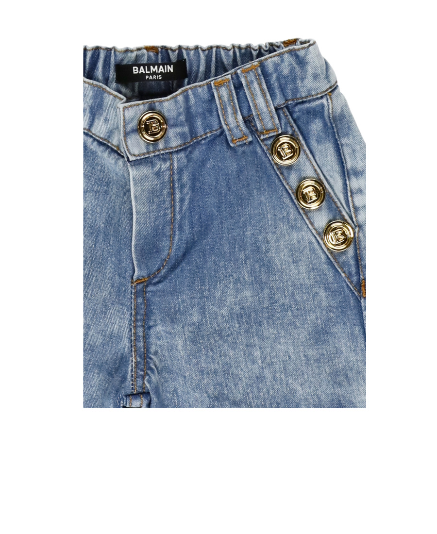 Balmain Buttoned Denim Shorts In Blue