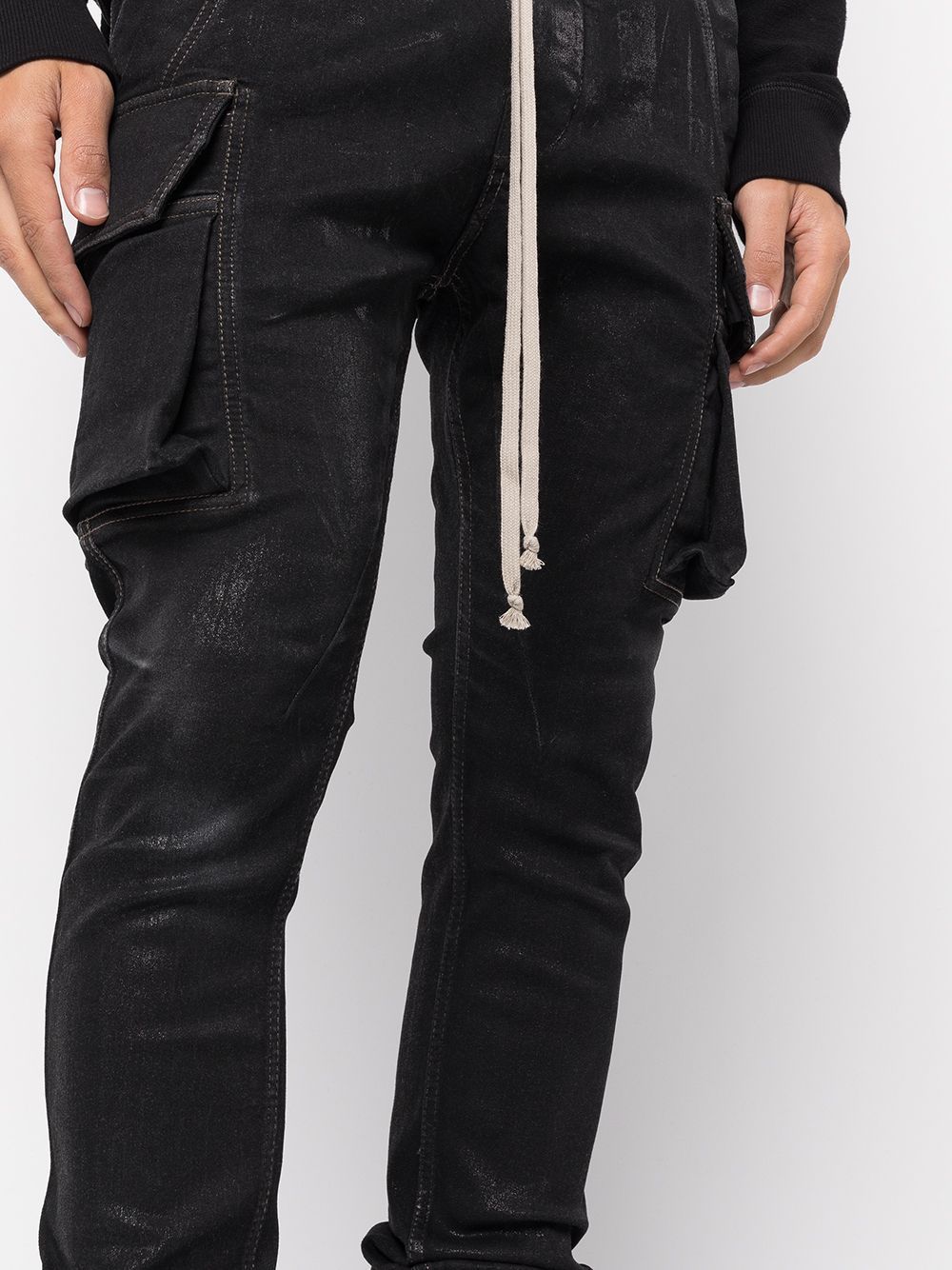 Rick Owens Elastic Waistband Trousers With Side And Back Pockets In Black