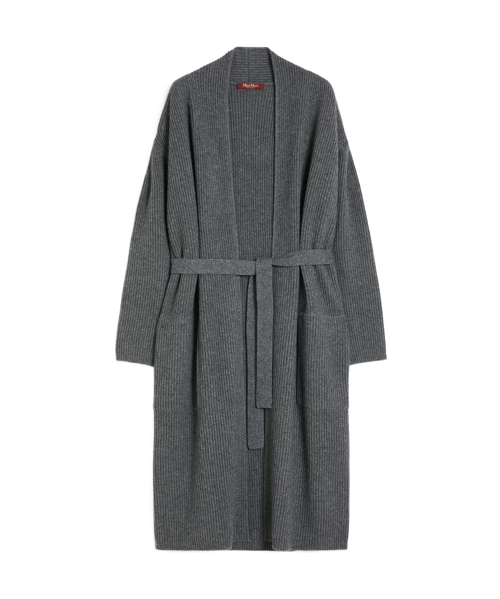 Max Mara Long Wool Cashmere Cardigan In Black