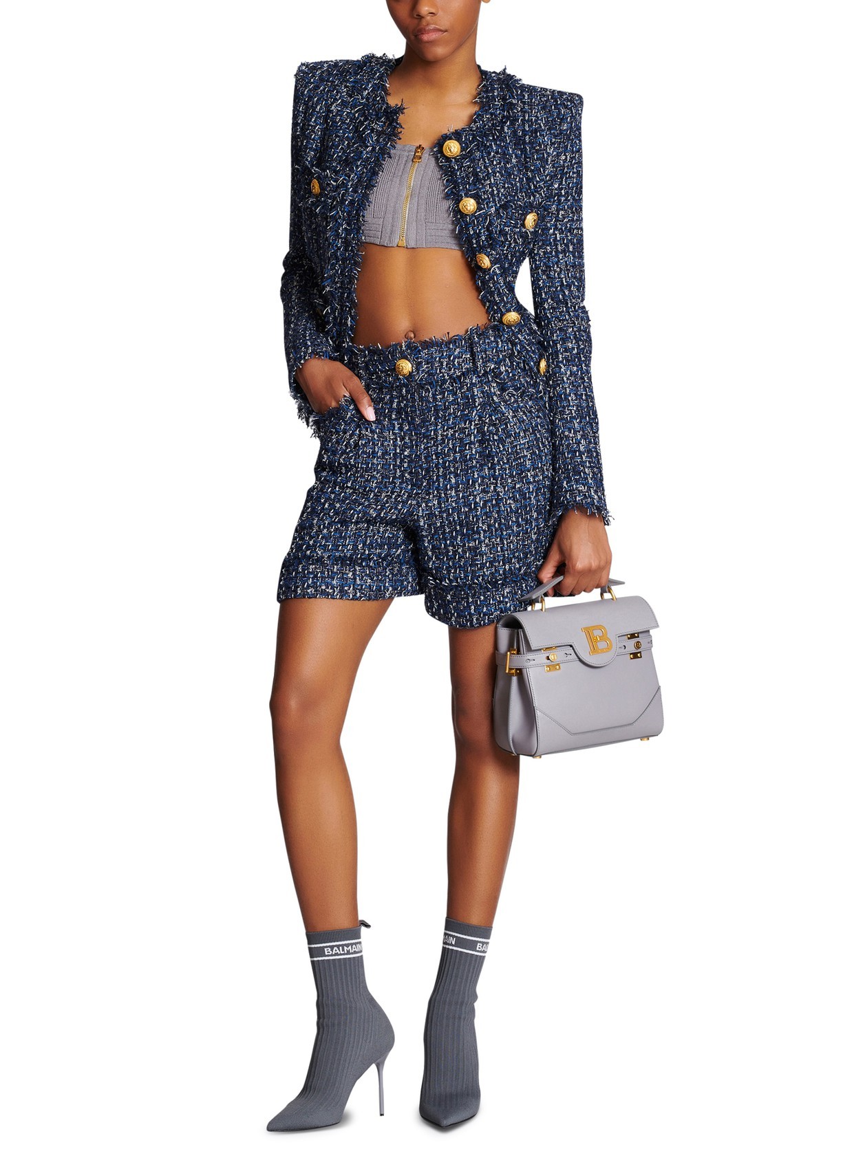 BALMAIN TWEED HIGH-RISE SHORTS