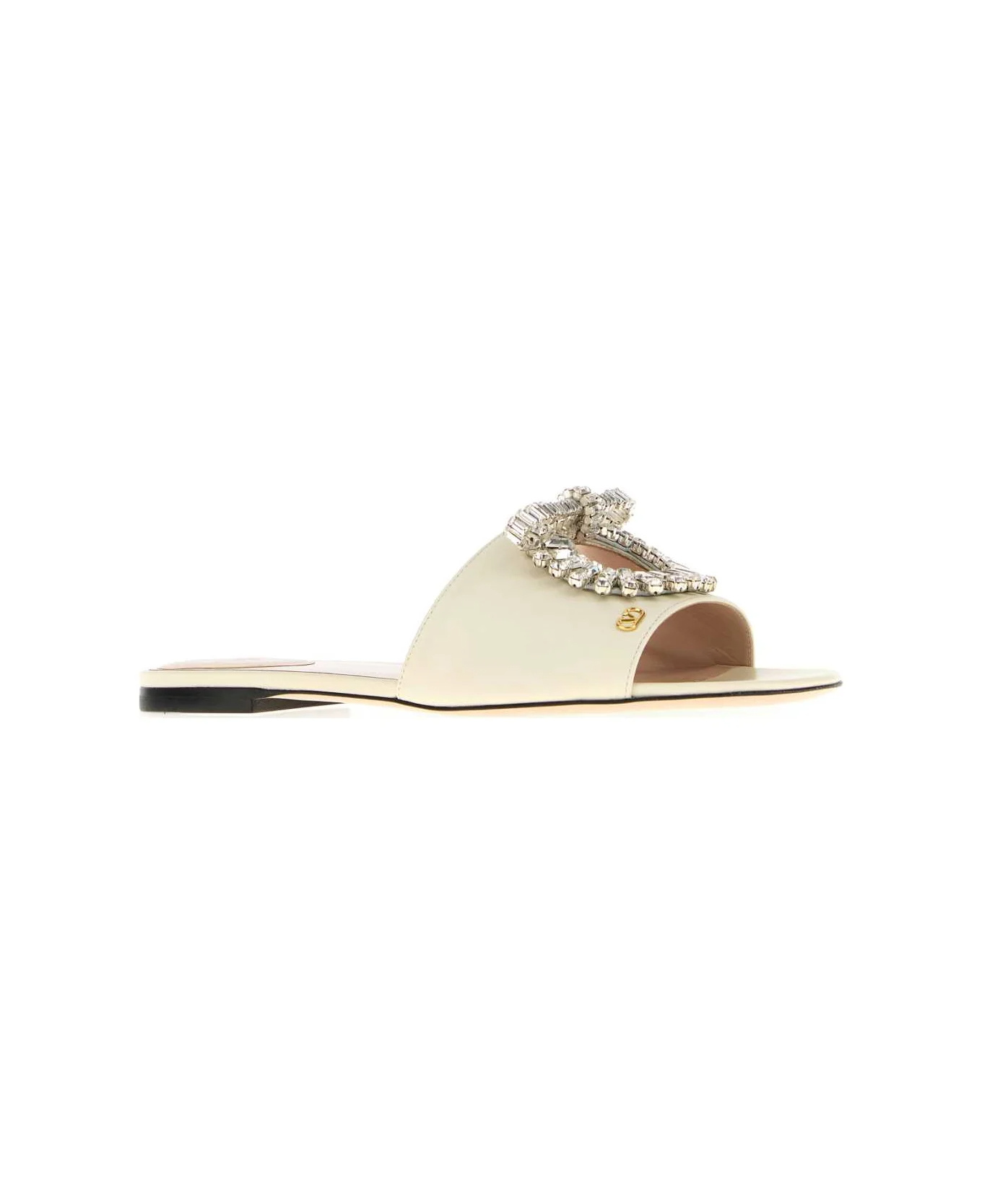Valentino Adamantine Crystal-embellished Sandals In White