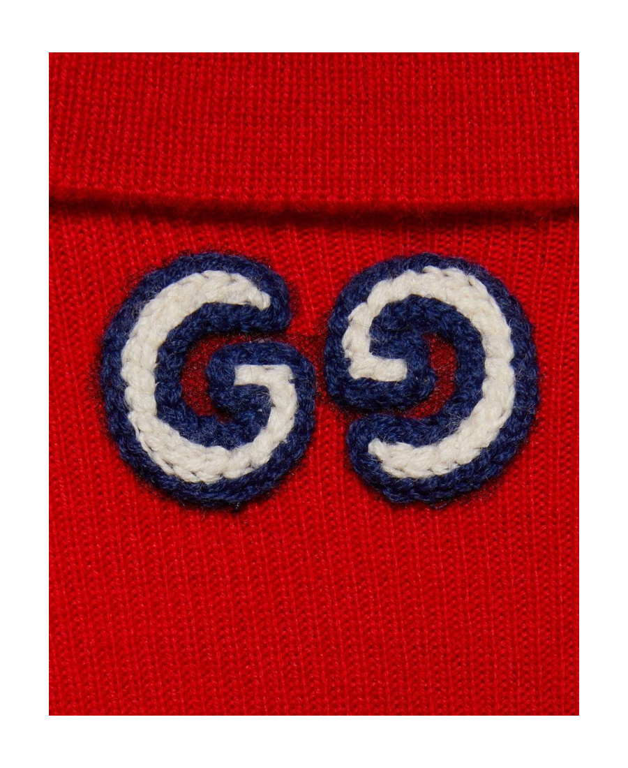 Gucci Logo-embroidered Roll-neck Jumper In Red