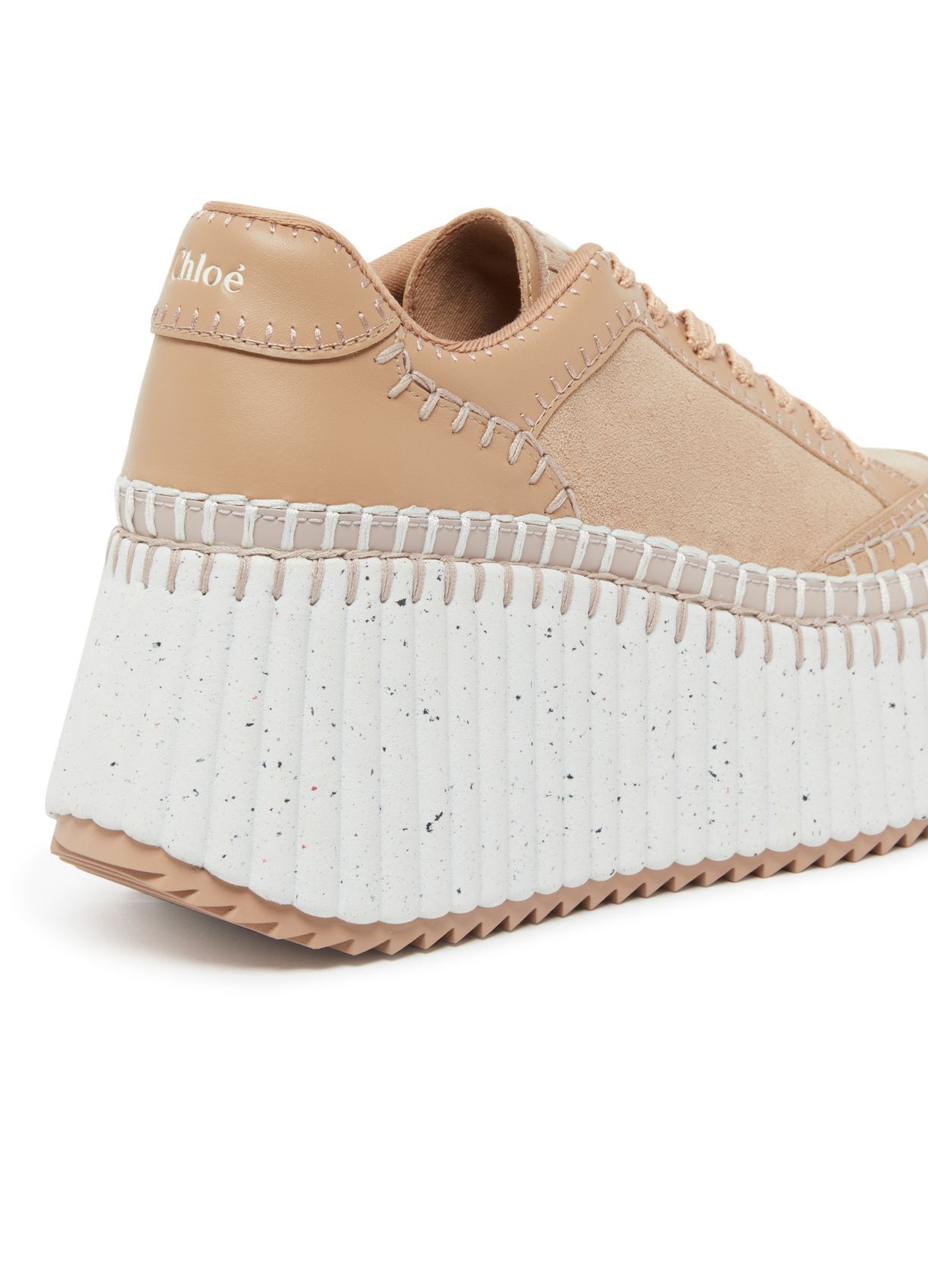 Chloé Platform Sneakers Elevated Round Toe In White