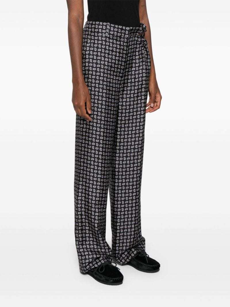 Prada Blue Silk Trousers With Paisley Print In Blue