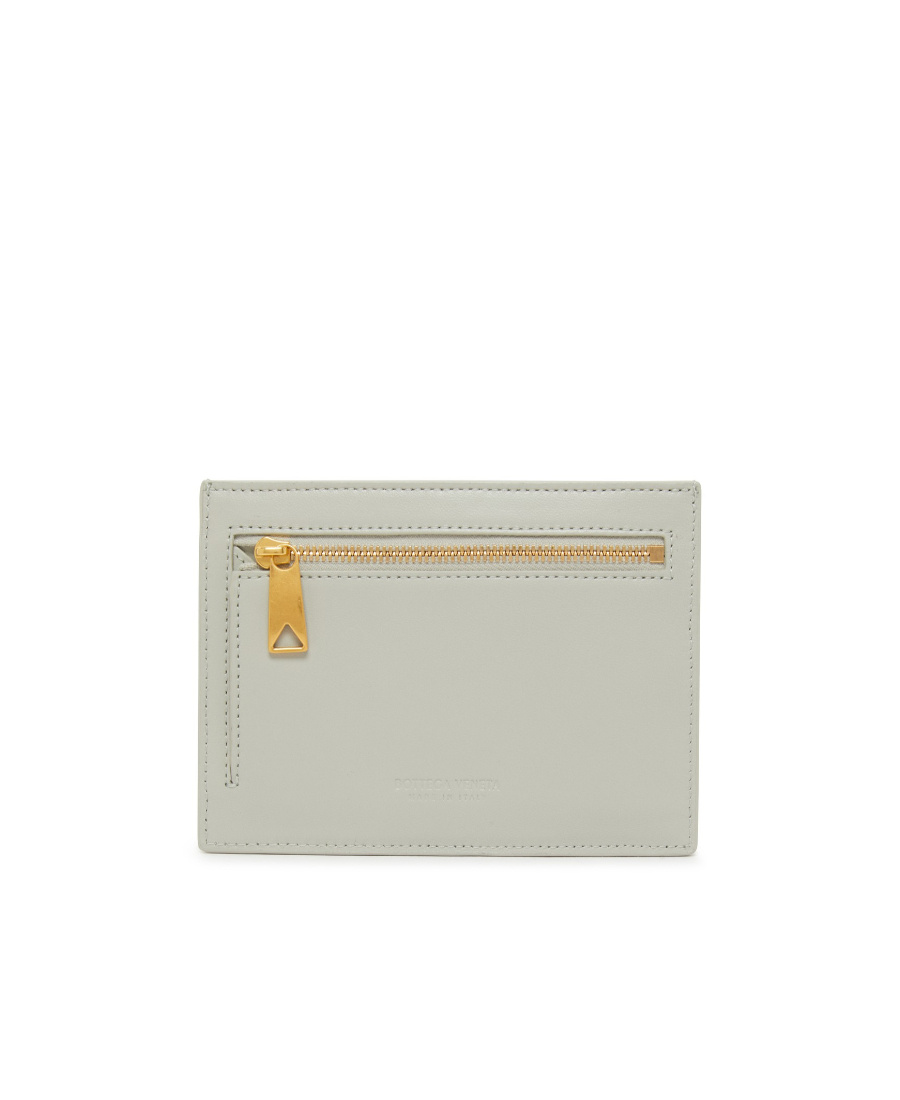 Bottega Veneta Intrecciato Woven Card Bag In Gray