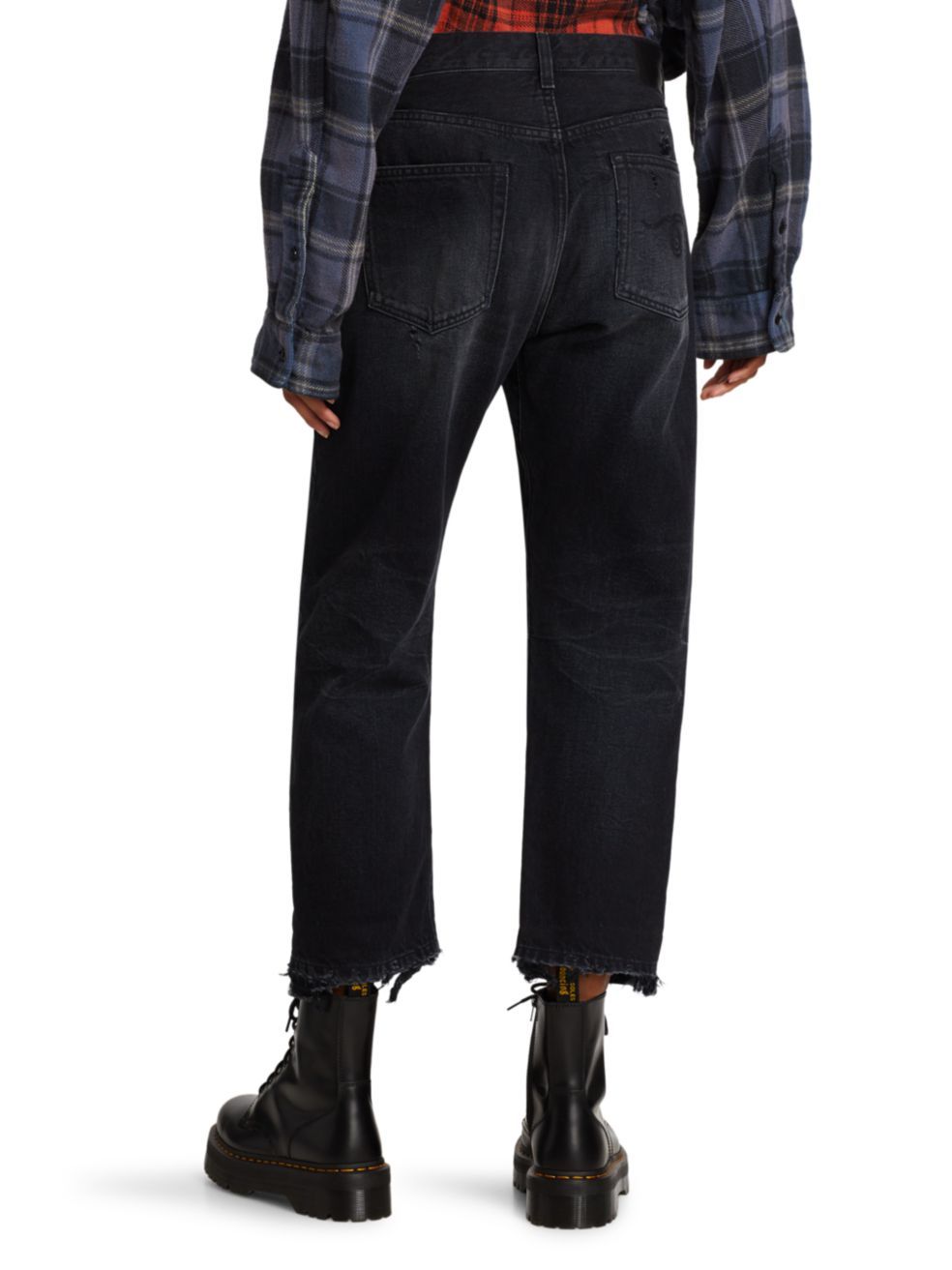 Shop R13 Logo Patch Boyfriend Jeans In Black