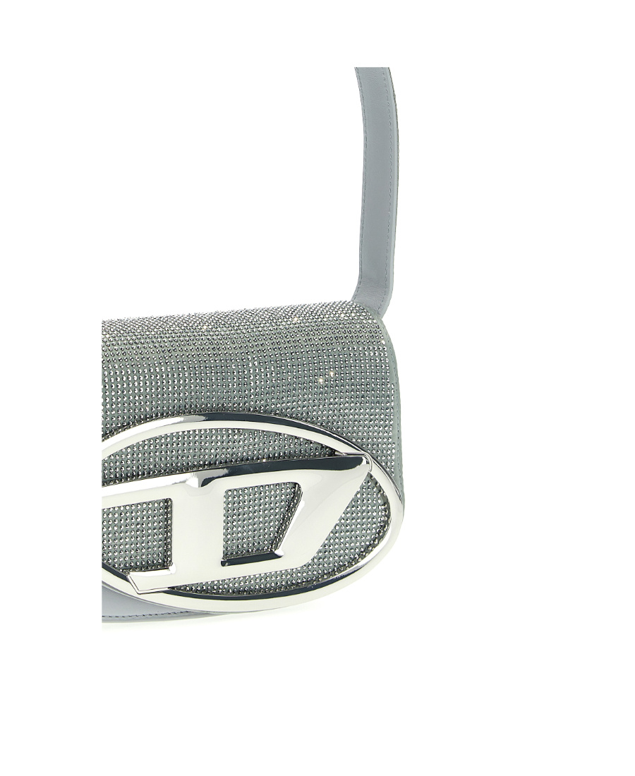 Shop Diesel 1dr Rhinestone-embellished Shoulder Bag In Gray