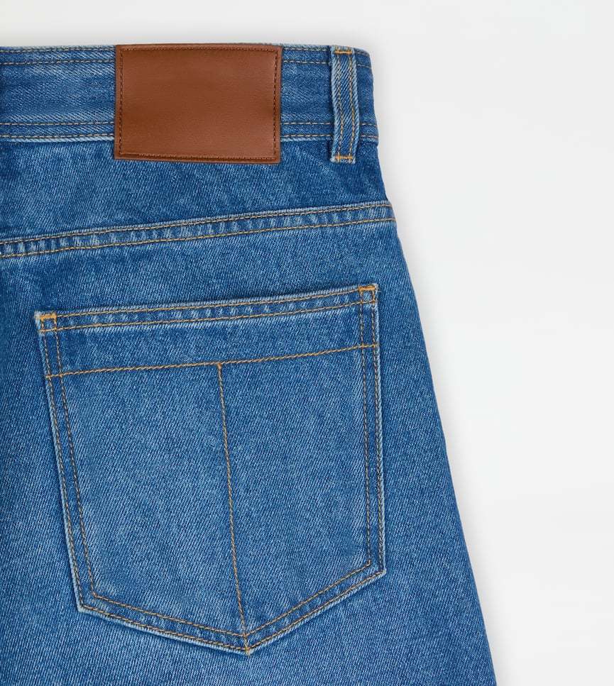 Tod's Leather-patch Five-pocket Jeans In Blue
