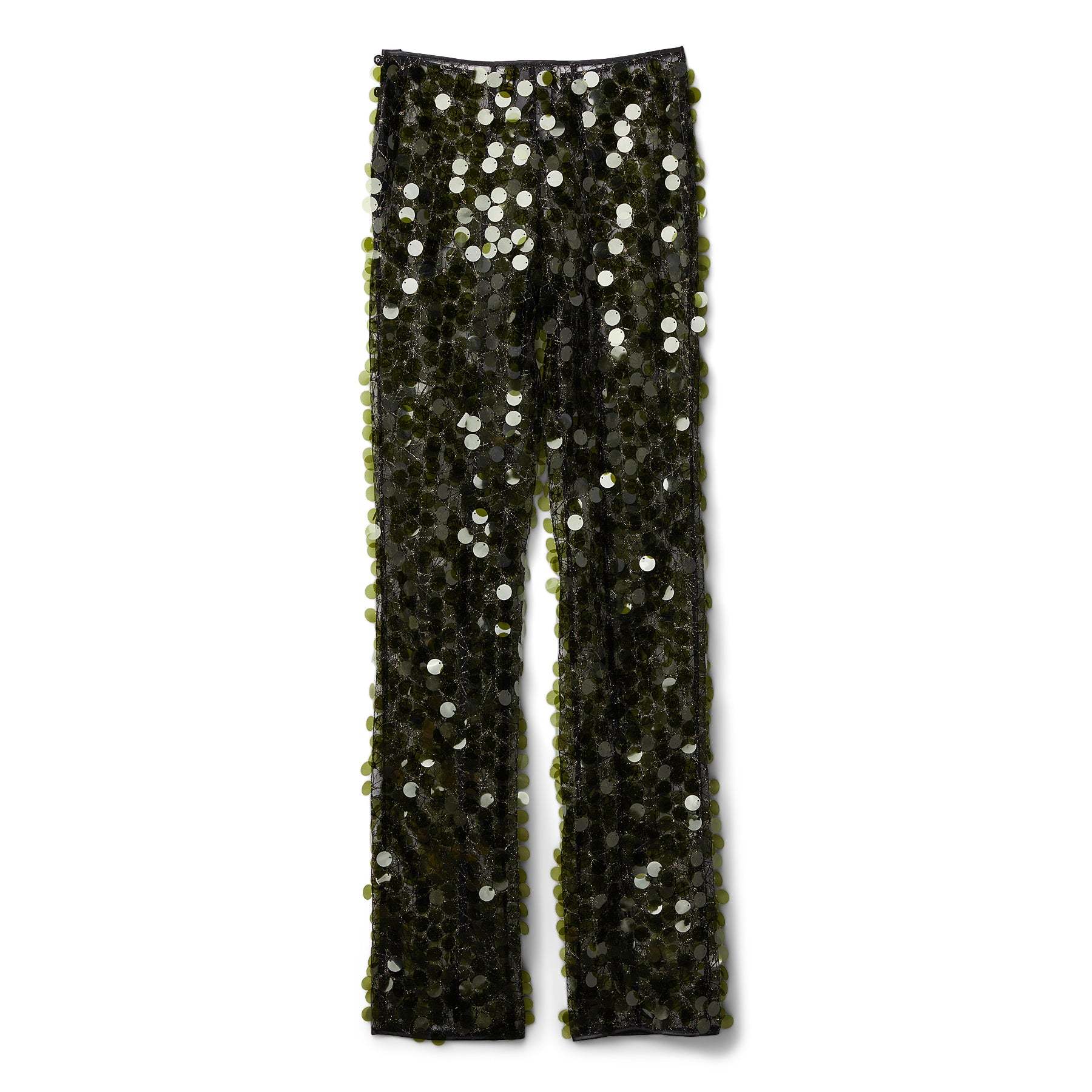 Coperni Sequinned Flared Trousers In Green