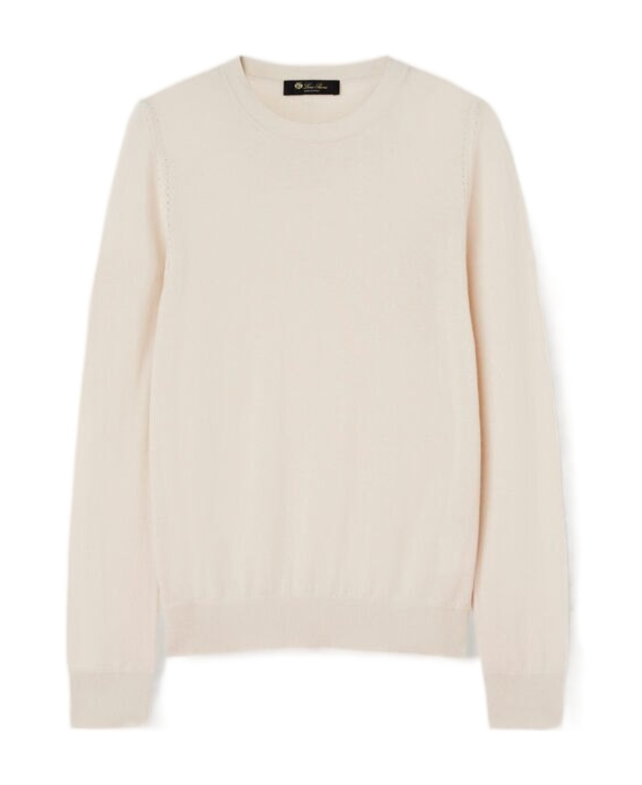 Loro Piana Girocollo Parksville Cashmere Sweater In White