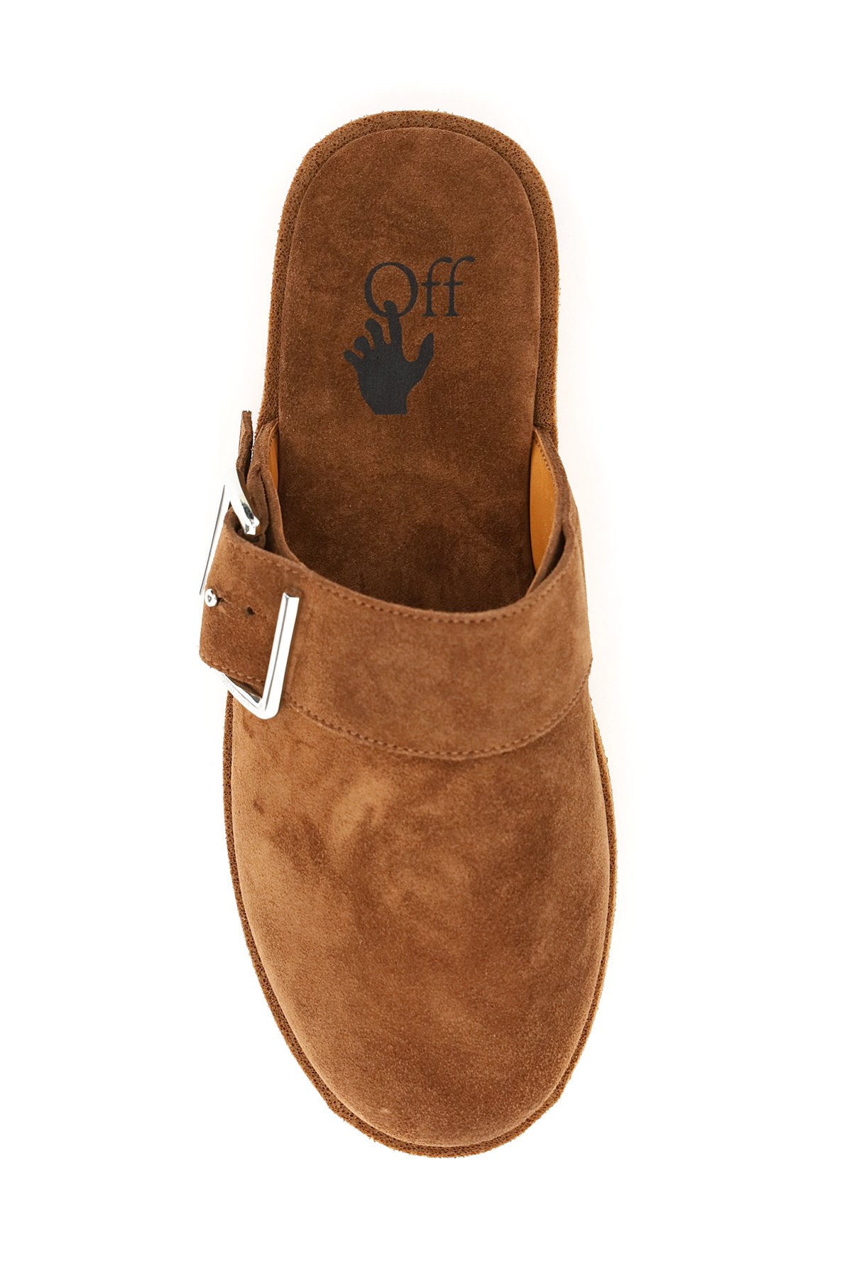 Off-white Comfort Backless Suede Slippers In Brown