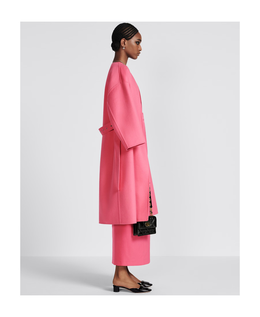 Dior Tie A Belt Overcoat In Pink