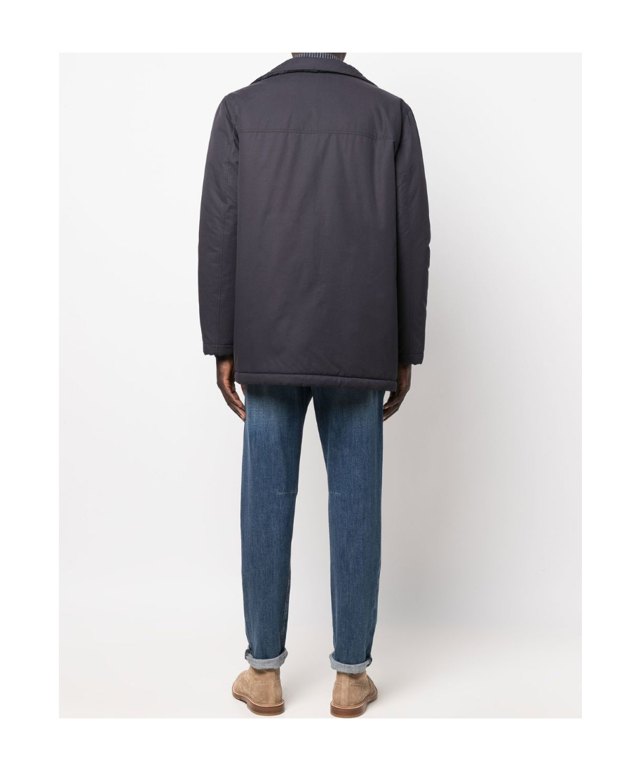 Brunello Cucinelli Detachable-hood Padded Jacket In Navy Blue