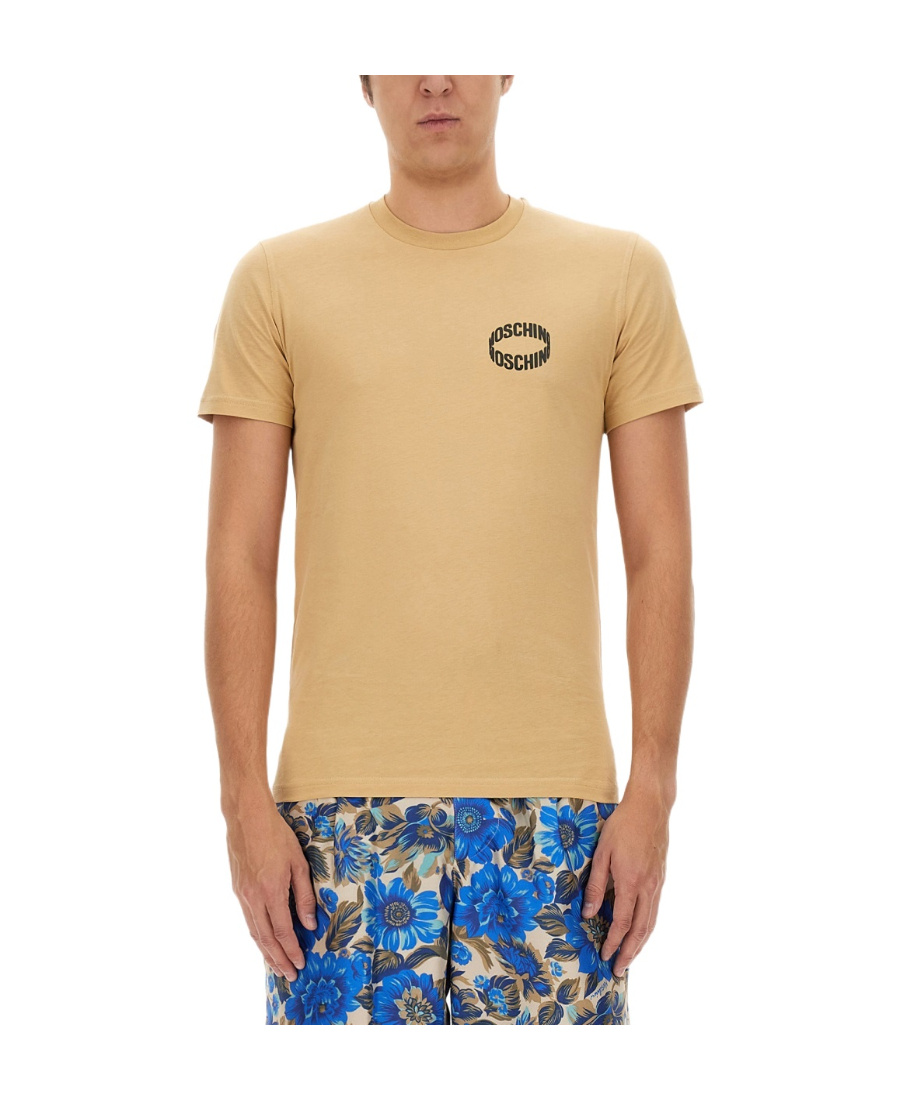 Moschino Logo Logo Short-sleeved T-shirt In Brown