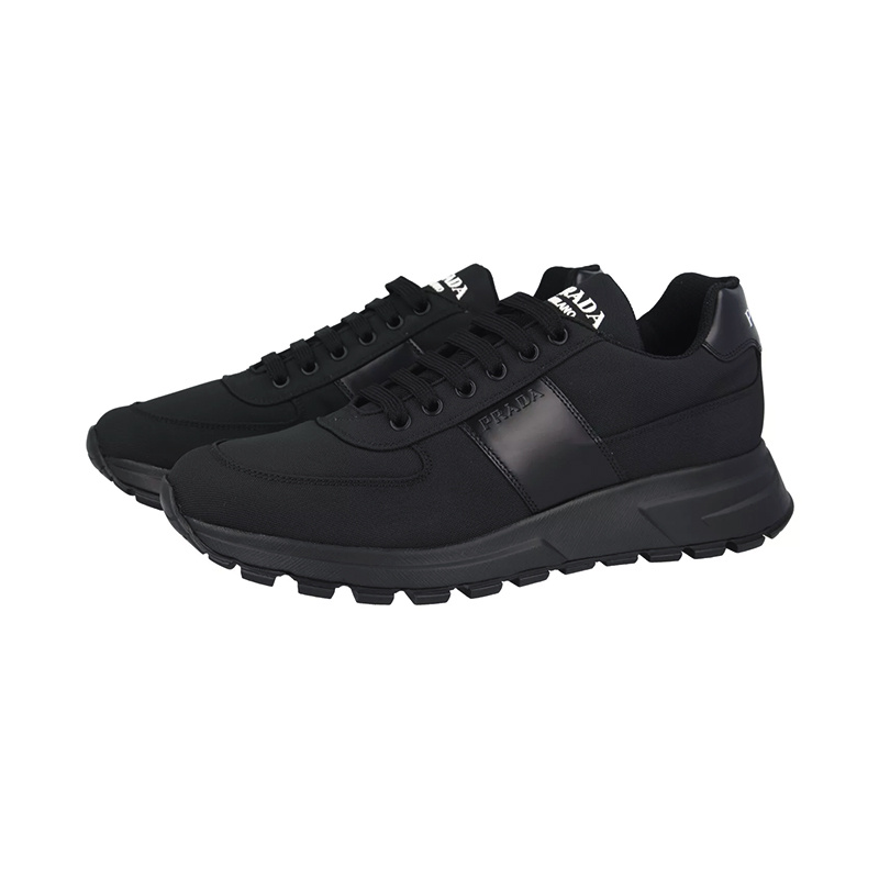 Prada Round-toe Sneakers In Black