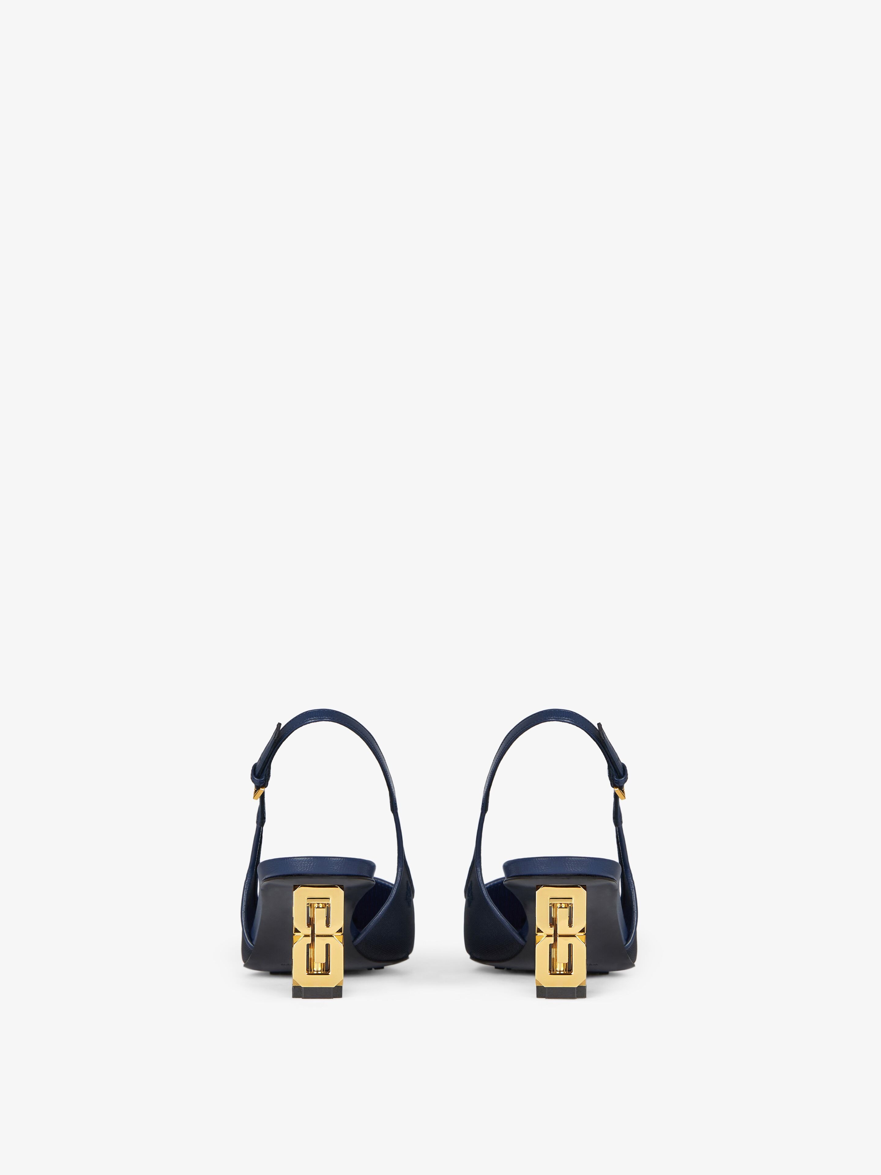 Givenchy G Cube Slingbacks In 4g Mesh In Navy