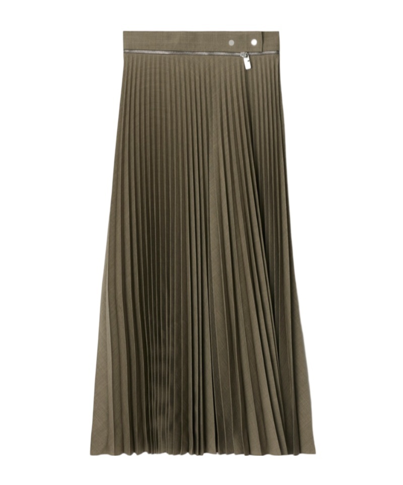 Shop Burberry Fully-pleated Wool-blend Skirt In Green