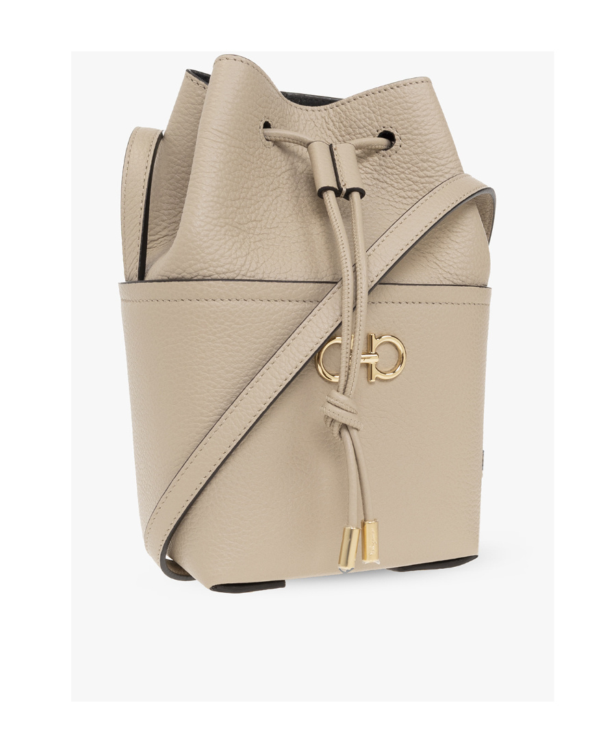 Ferragamo Salvatore  Gancini Mini Crossbody Bucket Bag In Nude