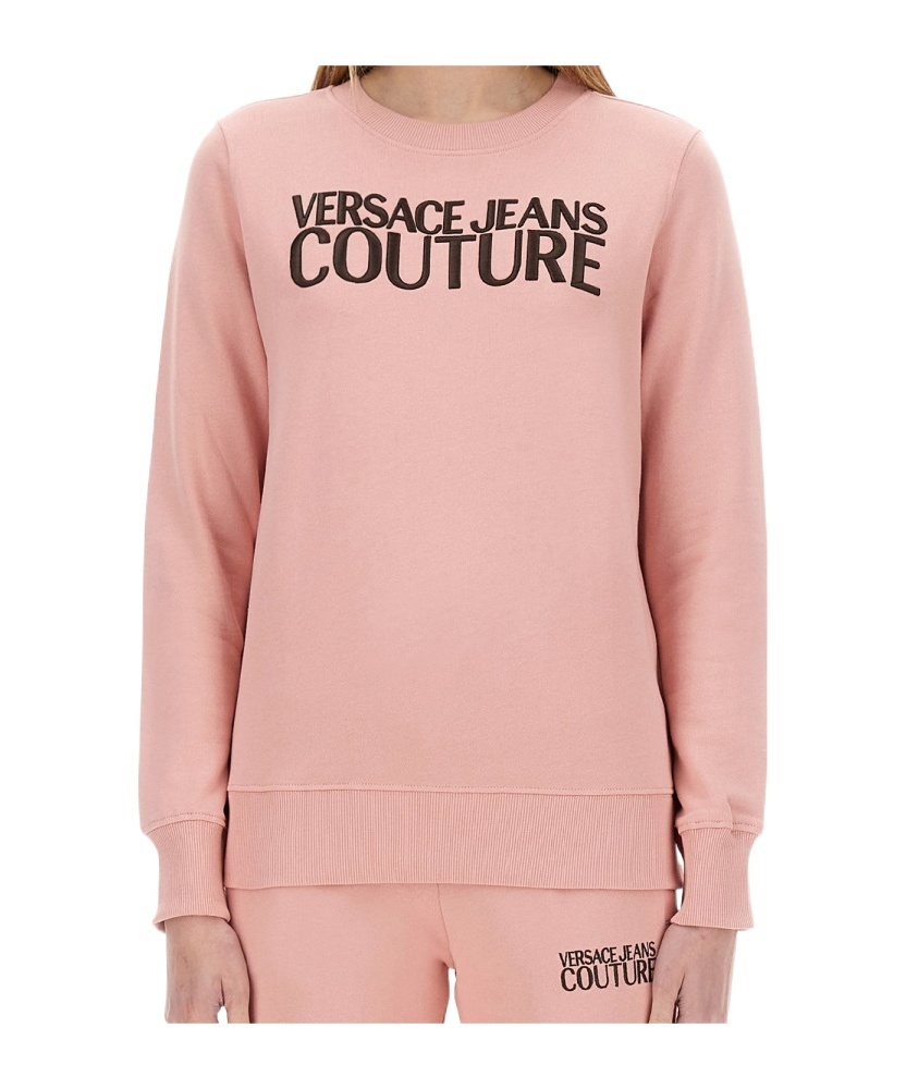 Versace Jeans Couture Logo Printed Crewneck Sweatshirt In Pink
