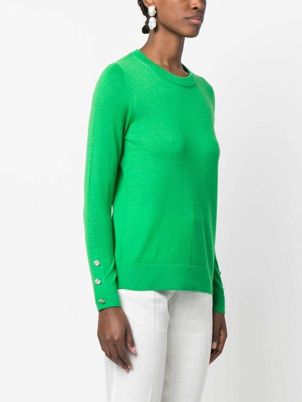 Michael Michael Kors Button-fastening Cuff Knit Jumper In Green