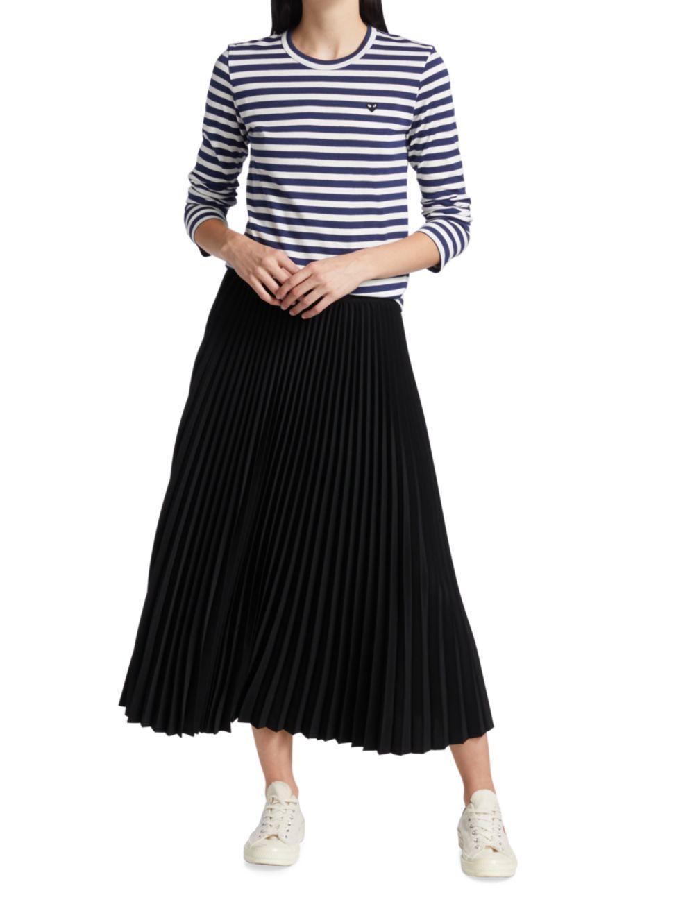 Comme Des Garçons Play Love Decal Striped T-shirt In Blue