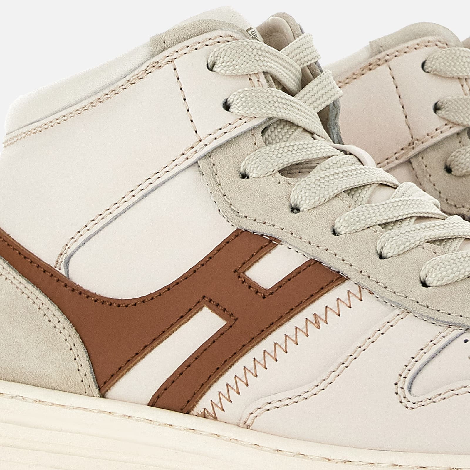 Hogan Panelled High-top Sneakers In Nude