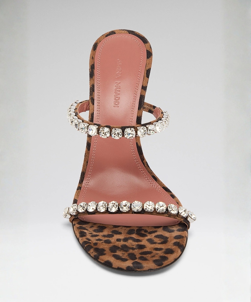 Amina Muaddi Round Toe High Heel Sandals In Multi