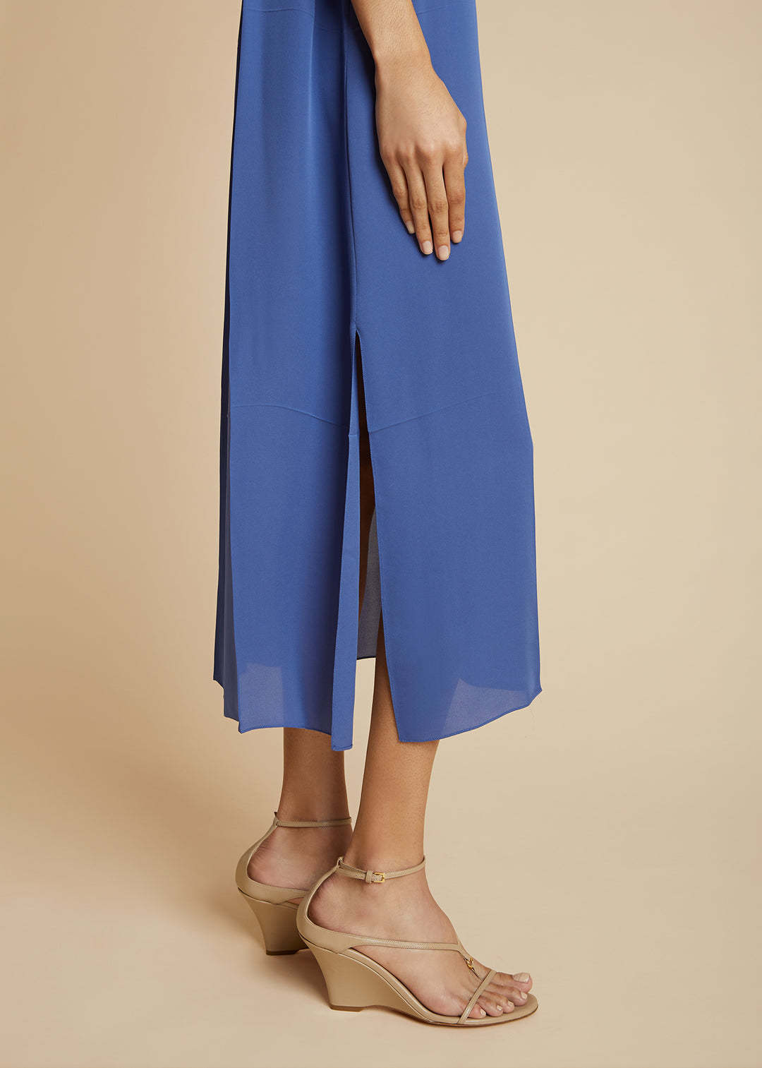 Khaite Woman Midi Dress Azure Size 4 Silk In Blue