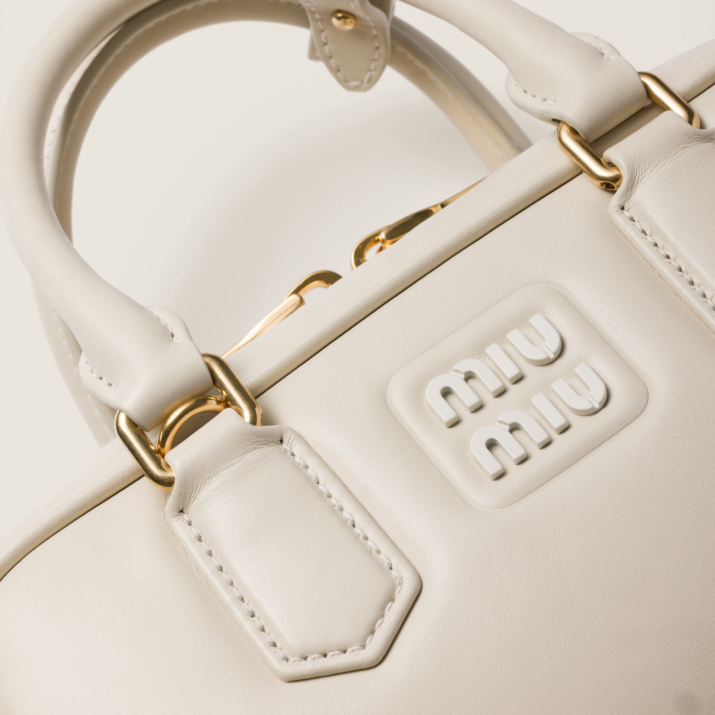 Miu Miu Arcadie Leather Bag In Chalk White