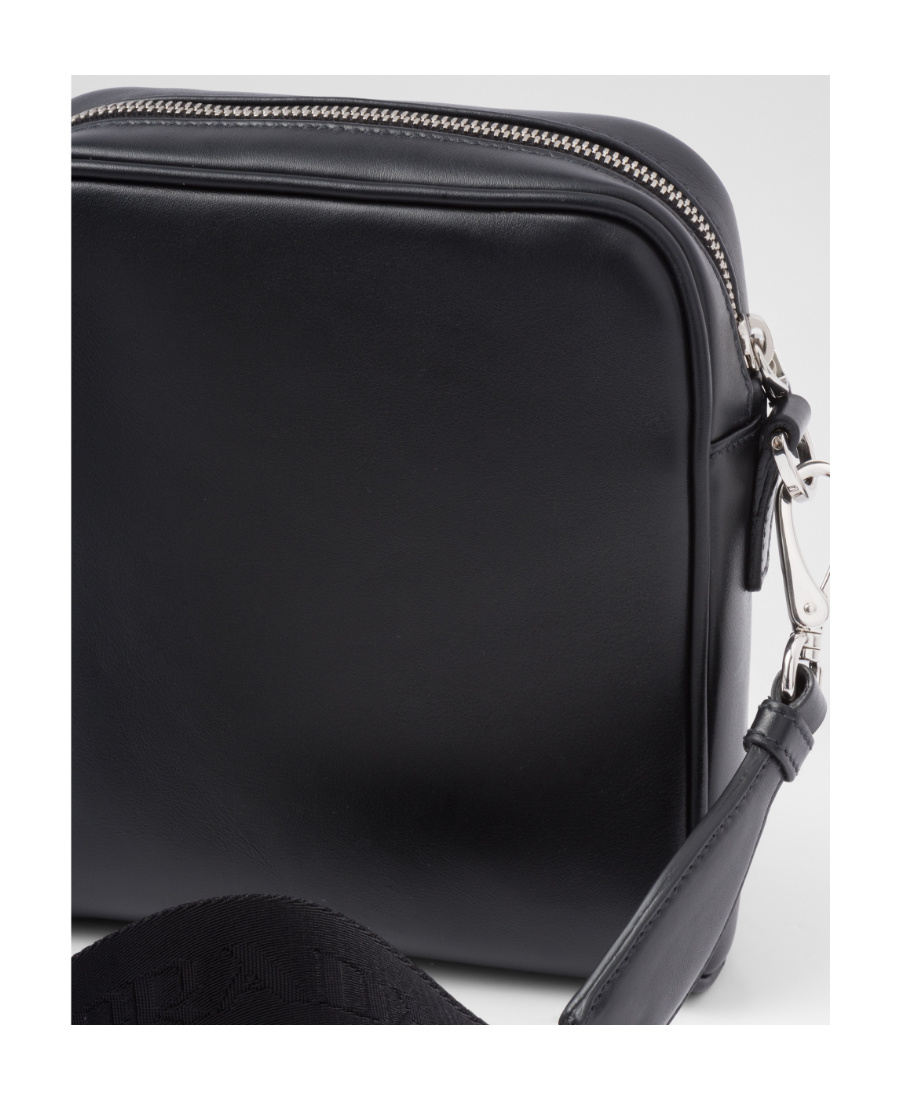 Prada Leather Shoulder Bag With Pouch In Black