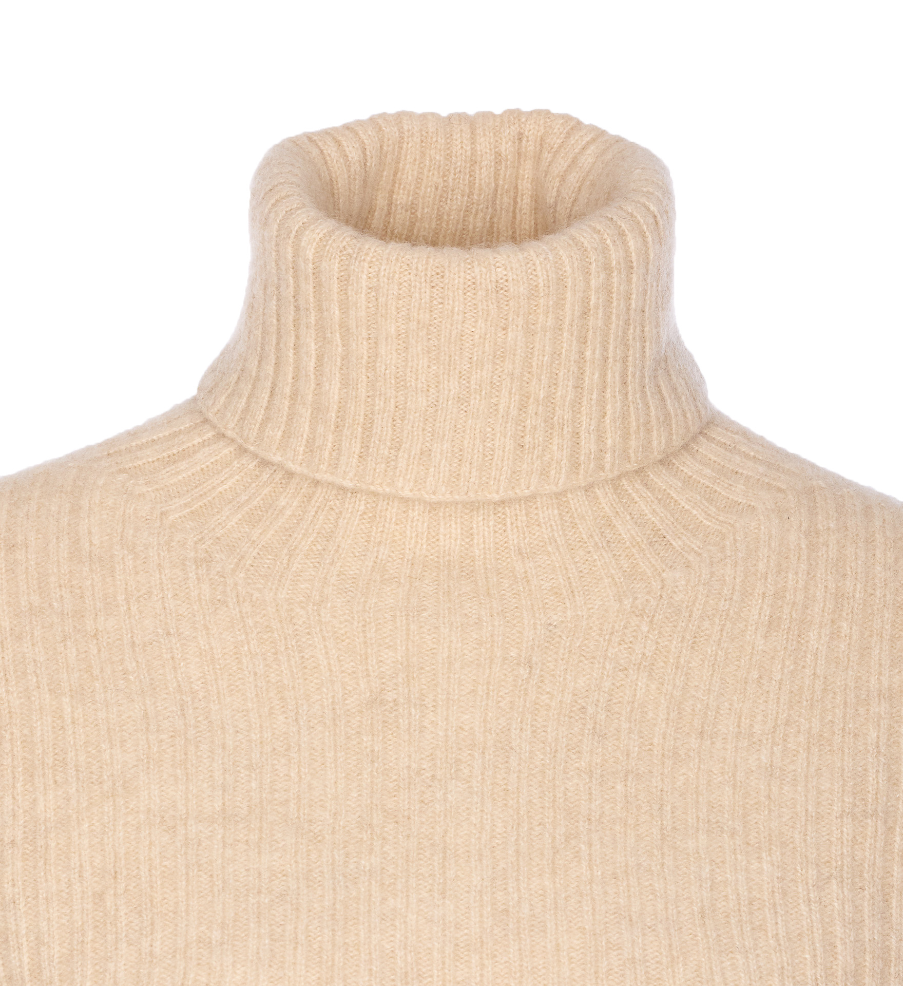 Uma Wang High Neck Turtleneck Knitwear With Distressed Ribbed Texture In Brown