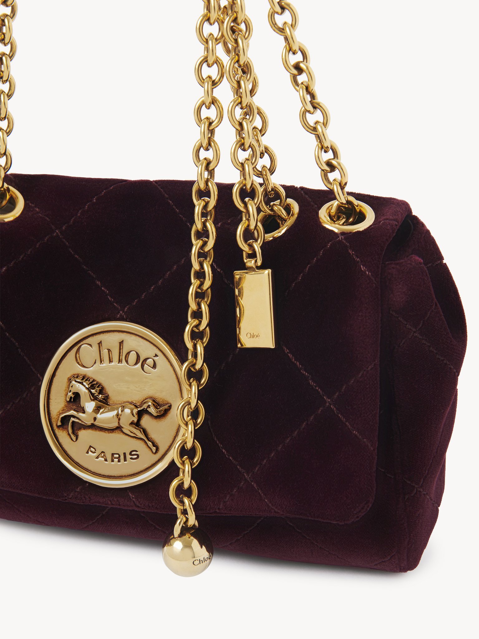 Chloé Small Heritage Velvet Shoulder Bag