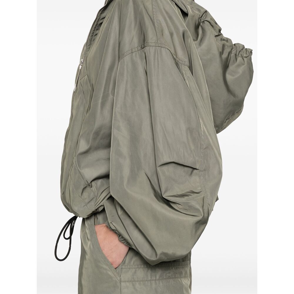 Attico Hooded Bomber Jacket In Gray