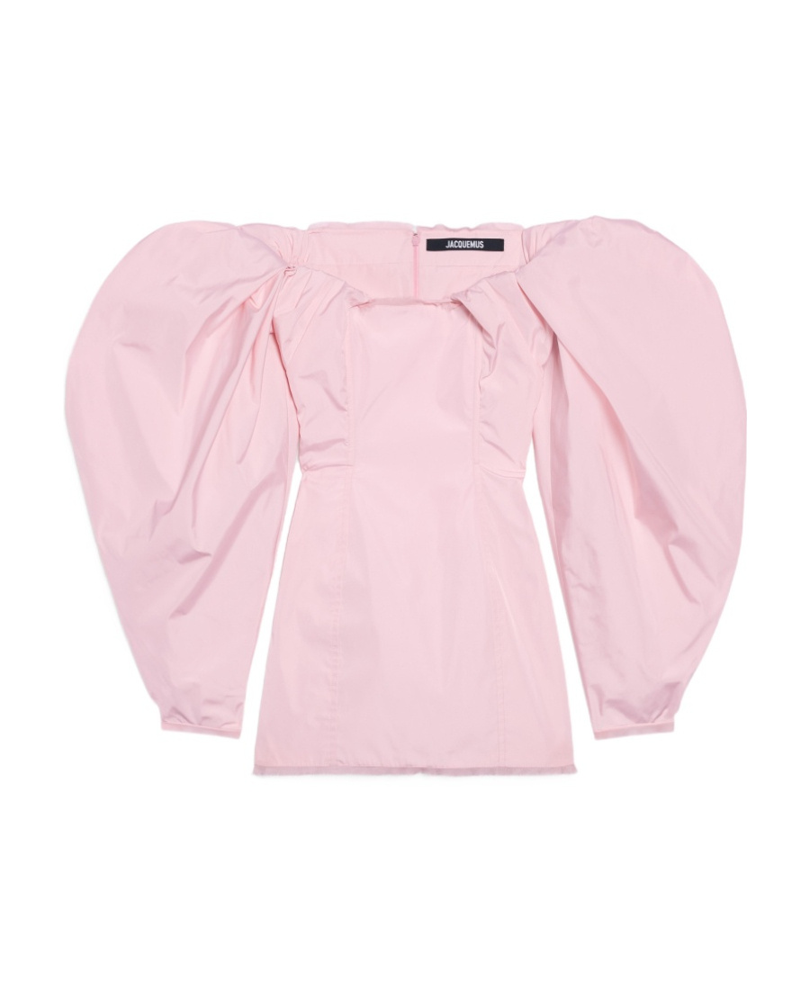 Jacquemus La Robe Taffetas Draped Mini Dress In Pink